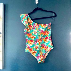 Womens one piece shoulder swimsuit size 12 Maree Maree bright tropical brand new